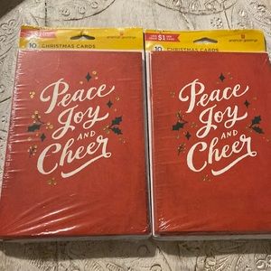 20 American Greetings Holiday Christmas cards Peace Joy & Cheer red gold foil